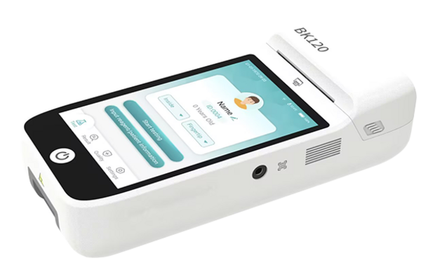 Handheld-Gerät BK120 mit Touchscreen zur Patientenverwaltung und Gesundheitsdatenerfassung im medizinischen Einsatz