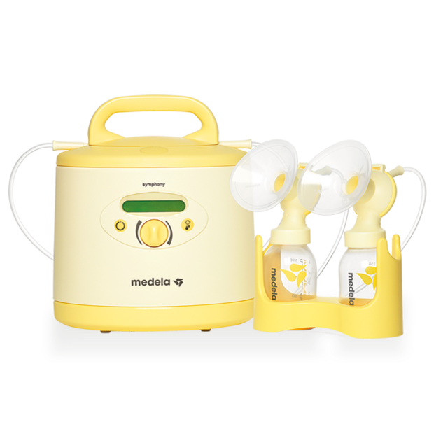 Medela Symphony Milchpumpe mit Doppelpumpset und zwei Flaschen zur effizienten elektrischen Muttermilchgewinnung